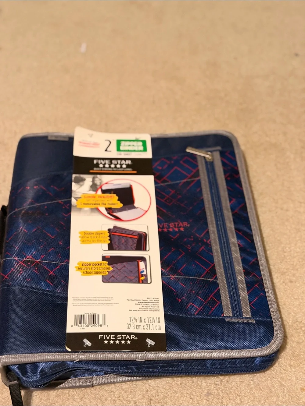 Five Star Blue and Pink Laptop Binder with Zipper